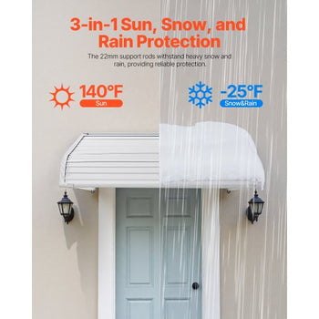Aluminum Awning 40 x 42 in, Durable Window Awning Door Canopy, Lightweight and Stable Aluminum Exterior Awnings Rain Snow Sunlight Protection for Door Entrance Windows Patio Porch