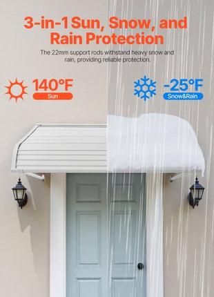 Aluminum Awning 48 x 42 in, Durable Window Awning Door Canopy, Lightweight and Stable Aluminum Exterior Awnings Rain Snow Sunlight Protection for Door Entrance Windows Patio Porch