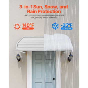 Aluminum Awning 48 x 42 in, Durable Window Awning Door Canopy, Lightweight and Stable Aluminum Exterior Awnings Rain Snow Sunlight Protection for Door Entrance Windows Patio Porch