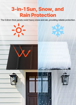 Fixed Metal Awning 56 x 24 in, Window Awning Door Canopy, Stable Triangle Steel Frame Awnings for Doors Exterior Rain, and Snow Sunlight Protection for Door Entrance, Windows, Porches, Balconies