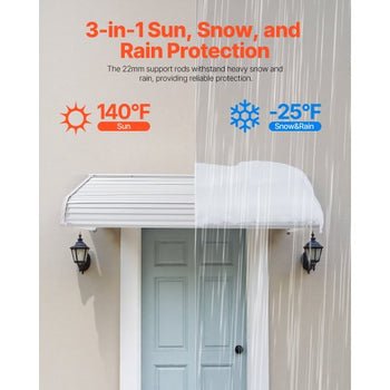 Aluminum Awning 60 x 42 in, Durable Window Awning Door Canopy, Lightweight and Stable Aluminum Awnings for Doors Exterior Rain Snow Sunlight Protection for Door Entrance Windows Patio Porch