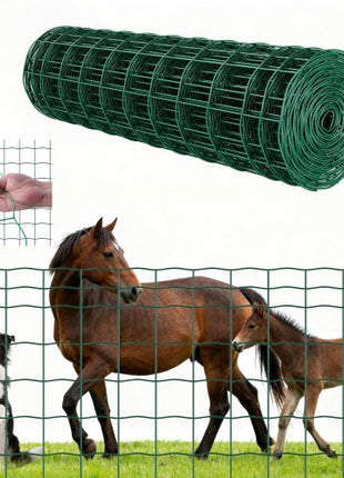 Farm Fence, 39 x 787 in, 4 x 4 in Mesh 2.1mm Galvanized Steel Wire Fencing for Cattle, Hog & Sheep, Heavy Duty Vinyl Coated Livestock Fence for Animal Enclosures, Cage Wire, Garden Fences, Green