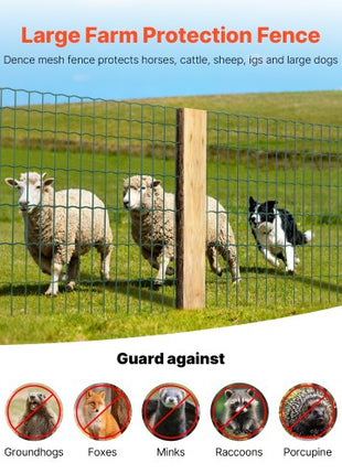Farm Fence, 47 x 984 in, 2 x 4 in Mesh 2.1mm Galvanized Steel Wire Fencing for Cattle, Hog & Sheep, Heavy Duty Vinyl Coated Livestock Fence for Animal Enclosures, Cage Wire, Garden Fences, Green