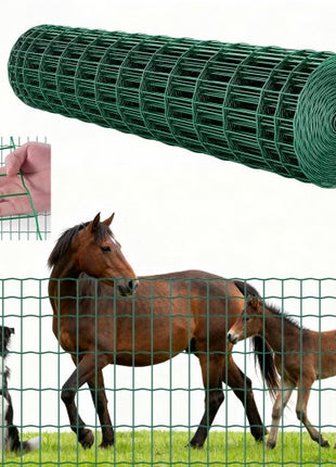 Farm Fence, 47 x 984 in, 2 x 4 in Mesh 2.1mm Galvanized Steel Wire Fencing for Cattle, Hog & Sheep, Heavy Duty Vinyl Coated Livestock Fence for Animal Enclosures, Cage Wire, Garden Fences, Green