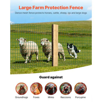 Farm Fence, 39 x 984 in, 2 x 4 in Mesh 2.1mm Galvanized Steel Wire Fencing for Cattle, Hog & Sheep, Heavy Duty Vinyl Coated Livestock Fence for Animal Enclosures, Cage Wire, Garden Fences, Green