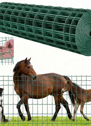 Farm Fence, 39 x 984 in, 2 x 4 in Mesh 2.1mm Galvanized Steel Wire Fencing for Cattle, Hog & Sheep, Heavy Duty Vinyl Coated Livestock Fence for Animal Enclosures, Cage Wire, Garden Fences, Green