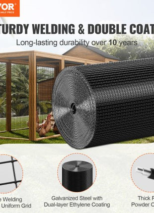 Hardware Cloth, 24'' x 100' Galvanized Wire Mesh Roll, 19 Gauge Chicken Wire Fence Roll, Vinyl Coating Metal Wire Mesh for Chicken Coop Barrier, Rabbit Snake Fences, Poultry Enclosures