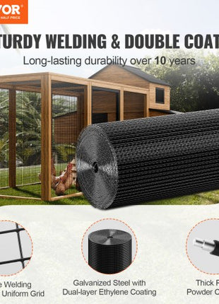 Hardware Cloth, 48'' x 100' Galvanized Wire Mesh Roll, 19 Gauge Chicken Wire Fence Roll, Vinyl Coating Metal Wire Mesh for Chicken Coop Barrier, Rabbit Snake Fences, Poultry Enclosures