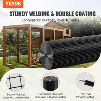 Hardware Cloth, 48'' x 100' Galvanized Wire Mesh Roll, 19 Gauge Chicken Wire Fence Roll, Vinyl Coating Metal Wire Mesh for Chicken Coop Barrier, Rabbit Snake Fences, Poultry Enclosures