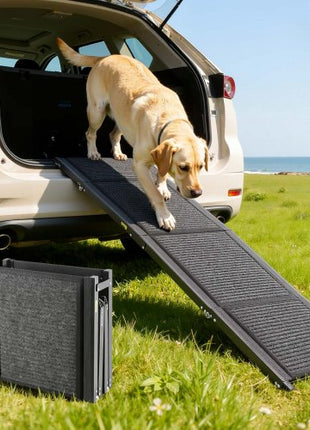 Dog Ramp for Cars, 71" L x 17" W, Folding Pet Ramps for Medium & Large Dogs up to 250lbs, Pet Stair Ramp with Non-Slip Felt Rug Surface, Portable Outdoor Dog Car Ramps for SUV & Truck