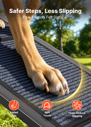 Dog Ramp for Cars, 71" L x 17" W, Folding Pet Ramps for Medium & Large Dogs up to 250lbs, Pet Stair Ramp with Non-Slip Felt Rug Surface, Portable Outdoor Dog Car Ramps for SUV & Truck