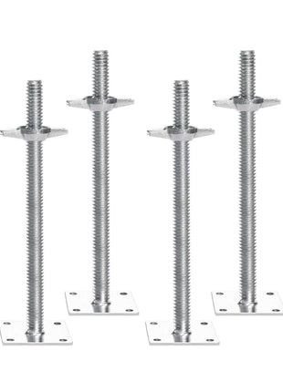 4-Pack Adjustable Leveling Jacks, 18.2 In Adjustable Height & 3307lbs/1500kg Total Load Capacity Scaffold Jacks Feet, Solid Carbon Steel Screw Jacks for Baker-Style Scaffolding Equipment, Silver
