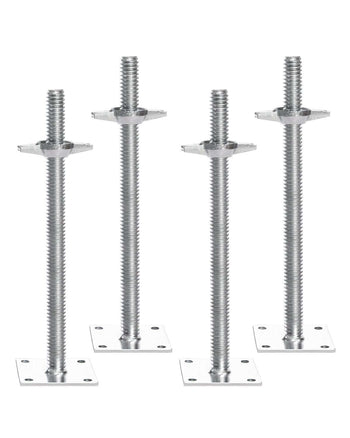 4-Pack Adjustable Leveling Jacks, 18.2 In Adjustable Height & 3307lbs/1500kg Total Load Capacity Scaffold Jacks Feet, Solid Carbon Steel Screw Jacks for Baker-Style Scaffolding Equipment, Silver