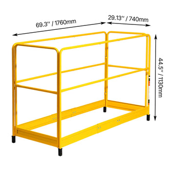 6 Foot Scaffolding Safety Guardrail, Rustproof Solid Carbon Steel Scaffold Guard Rail of 55.4 lbs Load Capacity, Baker Style Metal Guardrails Accessory System for Scaffolding Platform, Yellow