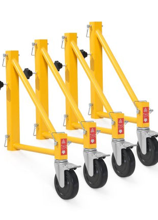 4-Pack Scaffold Outriggers, 1000 lbs Total Load Capacity Baker-Style Scaffolding Accessory with Swivel Casters, Carbon Steel Scaffold Wheel System with Rust Proof Galvanized Surface, Yellow