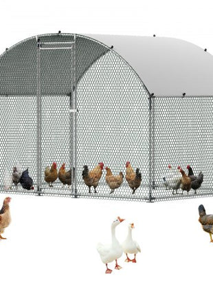 Metal Chicken Coop, 9.8x6.5x6.5ft Large Walk-in Chicken Runs with Cover, Doom Roof Hen House Enclosure with Security Lock, Outdoor Duck Rabbit Cage Poultry Pen for Backyard, Farm, Yard