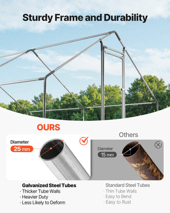 Large Metal Chicken Coop, 9.8 x 9.8 x 6.6 ft, Walk-in Chicken Run House with Waterproof Cover & Sturdy Frame, Spire Roof Poultry Cage Duck Pen for Rabbit Hen Goose Outdoor Backyard Farm Use