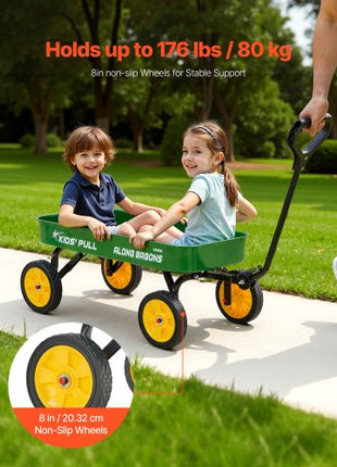 Pull-Along Wagon for Kids, 39 inch Toddler Wagons, Supports up to 176 lbs, All-Terrain Wagons with Handle, Utility Wagon Cart Birthday Present for Kids Gardening Beach Camping, Green