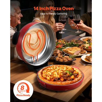 Pizza Oven, 14 in Electric Pizza Maker, 1600W Electric Pizzas Cooker with Cordierite Stone, 5-Mode Temperature Control, Viewing Window for Precise Cooking, Heats up to 698 ?F, for Home Kitchen