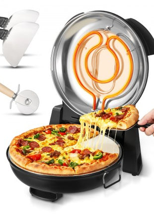 Pizza Oven, 12 in Electric Pizza Maker, 1200W Electric Pizzas Cooker with Cordierite Stone, 5-Mode Temperature Control, Viewing Window for Precise Cooking, Heats up to 788 ?F, for Home (Black)