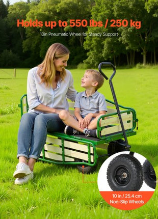 Pull-Along Wagon for Kids, 39 in Toddler Wagons with Foldable Wooden Panel & Handle, Supports up to 551 lbs, 10" All-Terrain Tires, Utility Wagon Cart Birthday Present for Kids Gardening Beach