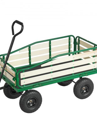 Pull-Along Wagon for Kids, 39 in Toddler Wagons with Foldable Wooden Panel & Handle, Supports up to 551 lbs, 10" All-Terrain Tires, Utility Wagon Cart Birthday Present for Kids Gardening Beach