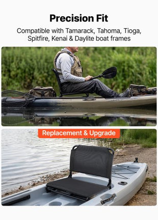 Kayak Seat, Folding Kayak Seat with Comfortable Back Support, Aluminum Alloy Frame & 600D Oxford Fabric, Easy Assembly for Paddling, Fishing and Recreational Kayaking