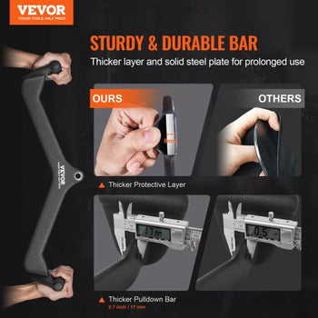 LAT Pulldown Attachments, Cable Machine Rowing T-bar V-bar 5 Set, Tricep Pull Down Bar, Back Strength Training Rubber Coated Handle Grip, Bicep Curl Tricep Lat Pulldown Bar for Home Gym Fitness