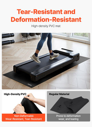 Treadmill Mat for Carpet Floor, 1/4" Thick, 30" x 72" Exercise Equipment Mat for Treadmills, Stationary & Recumbent Bikes, High Density PVC Floor Protector, Waterproof and Non-slip for Home Gym