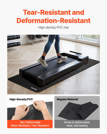 Foldable Walking Pad Treadmill Mat, 1/4" Thick, 24" x 68" Exercise Equipment Mat for Elliptical on Carpet Hardwood Floor, High Density PVC Floor Protector, Waterproof and Non-slip for Home Gym