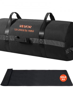 Workout Sandbag, Heavy Duty Workout Power Bags with Handles, 125-200 lbs Adjustable Slam Bag for Fitness Strength Weight Training Cross-Training, Home Gym Exercise, Black (Unfilled)