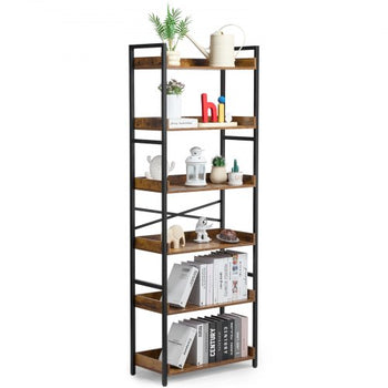 Metal Bookshelf, 6-Tier Industrial Bookshelf, Tall Wide Rustic Vintage Storage Bookcase with Open Shelves, Freestanding Display Shelving Unit Storage Rack, for Living room, Bedroom & Office