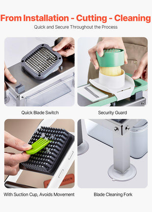 Vegetable Chopper Mandoline Slicer, All-in-1 Food Veggie Cutter with 9 Stainless Steel Blades, Cheese Grater Onion Potato Dicer with Container,Salad Spiralizer Kitchen Gadgets&Essentials