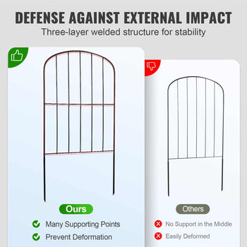 Three-layer welded garden border, black metal, arched design, sturdy support against deformation.