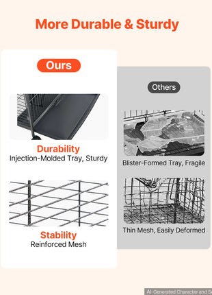 Metal Small Animal Cage 52.4"H 6-Tier Rolling Ferret Cage On Wheels, 1" Wire Spacing Large Cages with Ramps, Platform, Tray & Doors for Ferrets, Chinchillas, Sugar Gliders, Small Cats & Rabbits