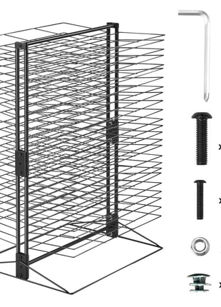 Art Drying Rack, 50 Removable Shelves 20 x 17 x 30 inch Paint Drying Rack with Stable Base, Carbon Steel Metal Painting Drying Rack for Artwork in Classroom, Art Studios and Schools, Black