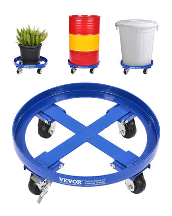 55 Gallon Drum Dolly, 2000 lbs Load Capacity, Heavy-Duty Barrel Dolly with Cross Braces and 4 Swivel Caster Wheels, Non Tipping Hand Truck Capacity Dollies for Warehouse Drum Handling, Blue