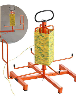 Cable Dispenser, Floor or Stud Mounted, Wire Spool Rack, Portable Wire Rack Dispenser with Anti-Slip Metal Handle for Wiring Transport, Swivel Eyelet, for Electrical, Industrial and Retail Use