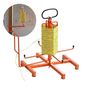 Cable Dispenser, Floor or Stud Mounted, Wire Spool Rack, Portable Wire Rack Dispenser with Anti-Slip Metal Handle for Wiring Transport, Swivel Eyelet, for Electrical, Industrial and Retail Use