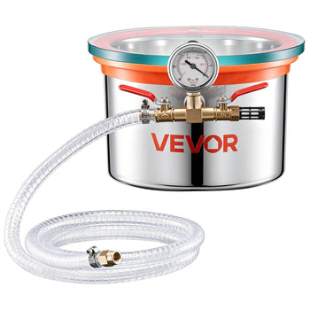 1.5 Gallon Vacuum Chamber, Stainless Steel, Vacuum Degassing Chamber with Tempered Glass Lid, Hose, Air Filter, for Resin Casting, Stabilizing Wood, Degassing Silicone, Epoxies, Essential Oils