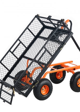 Garden Cart, Sturdy Metal Utility Wagon with Simple Assembly, Versatile Dump Cart with Dual-Function Handle, Wheelbarrow with 400 lbs Load Capacity, Equipped with 10" Wheels