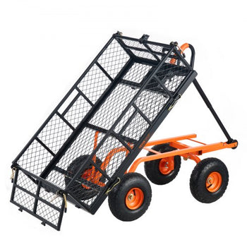 Garden Cart, Sturdy Metal Construction with Simple Assembly, Versatile Dump Cart with Dual-Function Handle, Heavy-Duty Garden Wagon, 880 lbs Load Capacity, 10" Wheels