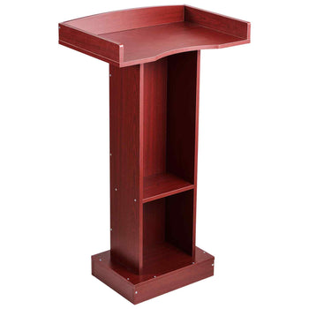 Podium Stand, 41-Inch Wooden Lectern, Laptop Desk with Wide Reading Surface and Storage Shelf, Edge Stopper, Elegant Design, Flool-Standing, for Classroom, Conference, Church, and Presentation