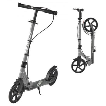 Kick Scooter for Kids Ages 8+, Teens & Adults, 2-Wheel Toddler Scooter with Adjustable Height Handlebar, Wide Anti-Slip Deck, Foldable Lightweight Frame for Boys & Girls up to 220 lbs, Gray