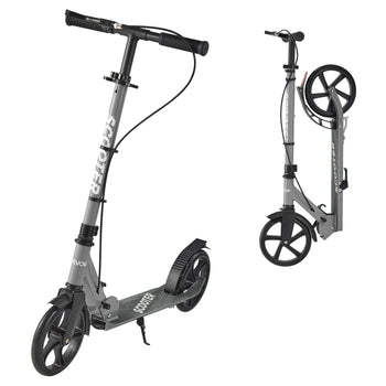 Kick Scooter for Kids Ages 8+, Teens & Adults, 2-Wheel Toddler Scooter with Adjustable Height Handlebar, Wide Anti-Slip Deck, Foldable Lightweight Frame for Boys & Girls up to 220 lbs, Gray