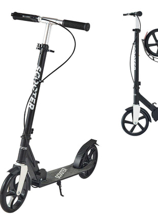Kick Scooter for Kids Ages 8+, Teens & Adults, 2-Wheel Toddler Scooter with Adjustable Height Handlebar, Wide Anti-Slip Deck, Foldable Lightweight for Boys & Girls up to 220 lbs, Black + Silver