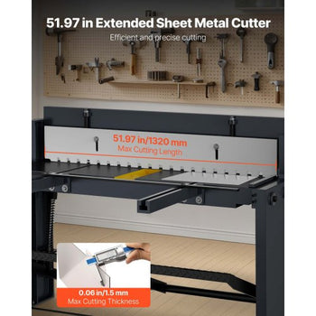 Foot Stomp Sheet Metal Shear, 52 in Width Manual Floor Shear, with Soild Steel Frame, Adjustable Blade Gap, Material Stops, Foot-Pedal Control for Cutting Steel, Copper, Rebar, and Aluminum