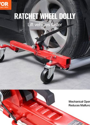 Wheel Dolly, Max Capacity 1500 Lbs Car Dolly, Car Jack Dolly Lifter with Wheels, Heavy Duty Vehicle Positioning Ratchet Tire Jack, for Vehicle Car Auto Repair Moving