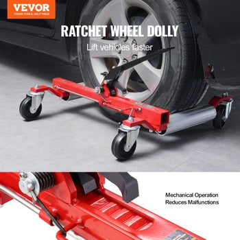 Wheel Dolly, Max Capacity 1500 Lbs Car Dolly, Car Jack Dolly Lifter with Wheels, Heavy Duty Vehicle Positioning Ratchet Tire Jack, for Vehicle Car Auto Repair Moving