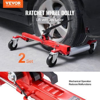 Wheel Dolly, Max Capacity 1500 Lbs Car Dolly, Car Jack Dolly Lifter with Wheels, Heavy Duty Vehicle Positioning Ratchet Tire Jack, for Vehicle Car Auto Repair Moving, Set of 2